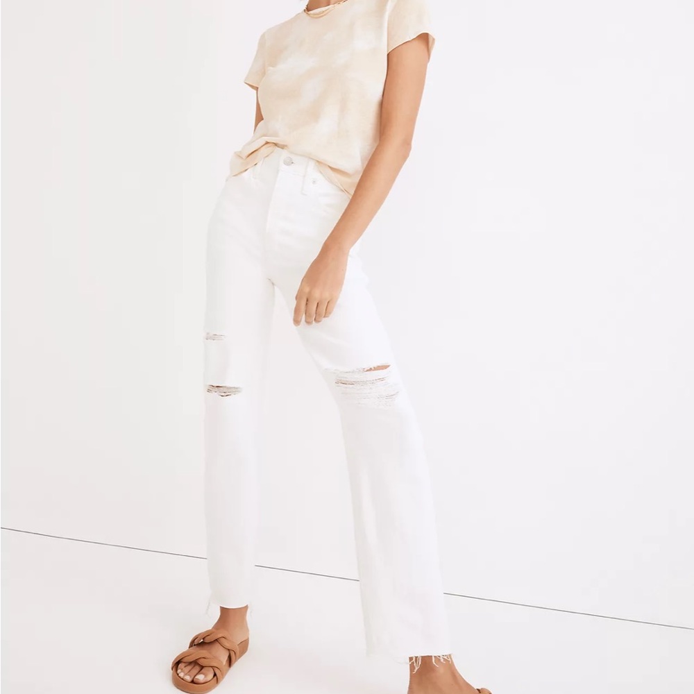Madewell The Perfect Vintage Straight Jean in Tile White sz 26 ND516